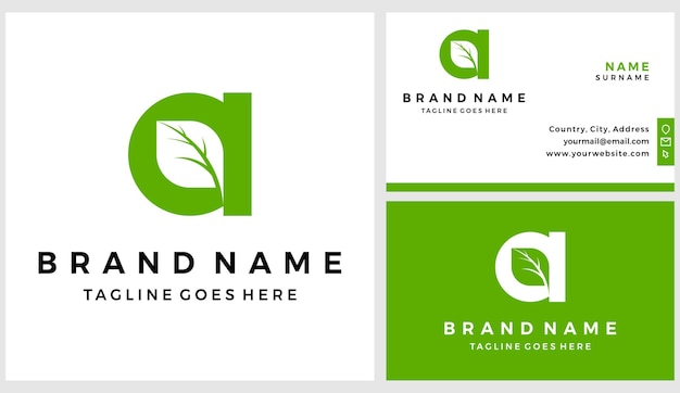 Letter A leaf logo with business card design