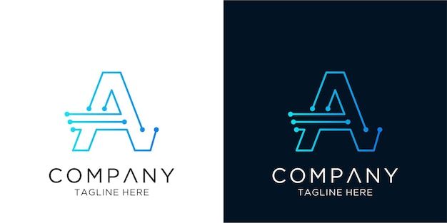 letter a logo design corporate business technology in linear outline style