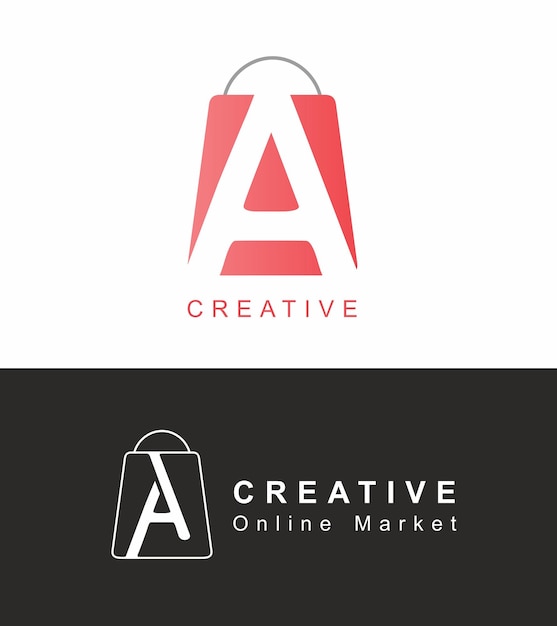 letter A Logo design for market and online shop or sale company of goods bag and sack