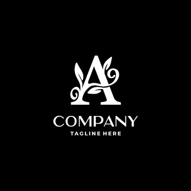 letter A logo design monogram with flourish decoration vector