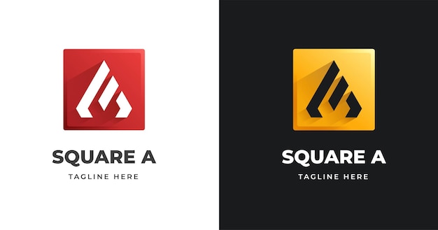 Letter A logo design template with square shape style