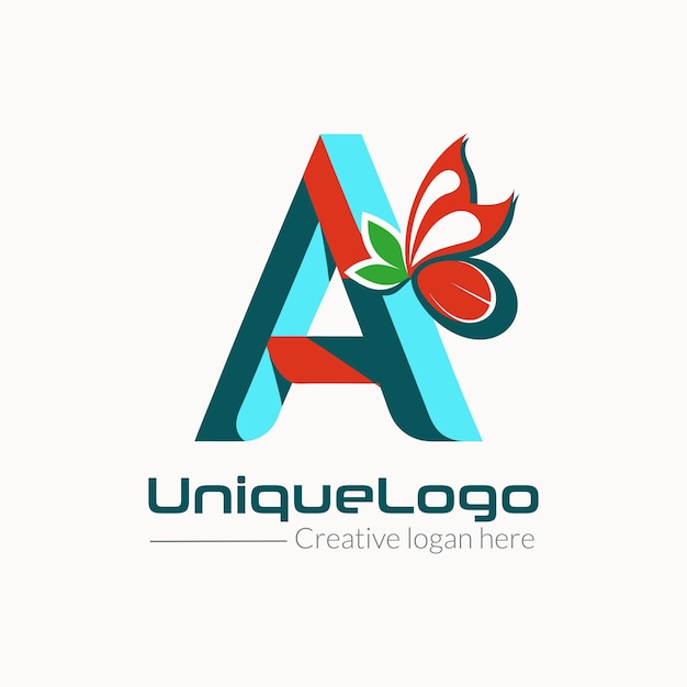 A letter logo design with butterfly icon