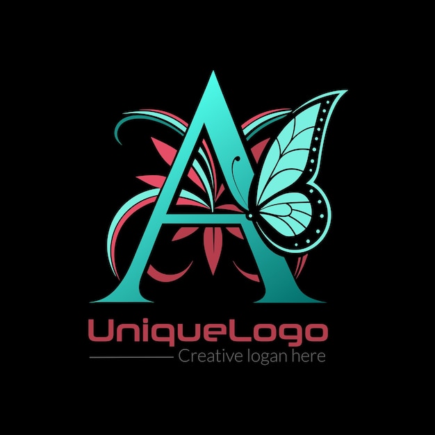 A letter logo design with butterfly icon