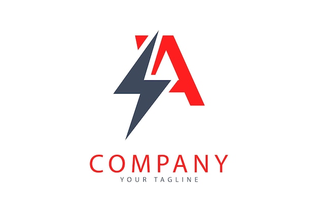 Letter a logo thunder design template