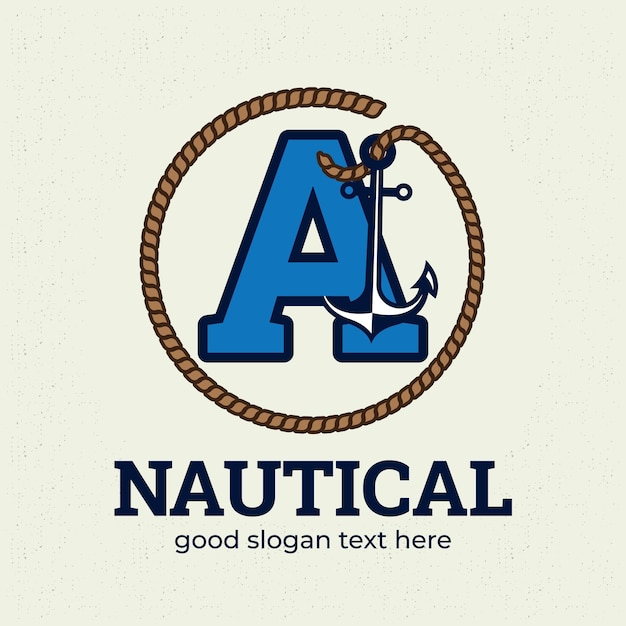 Letter A logo with anchor illustration logo design template nautical logo concept vintage style