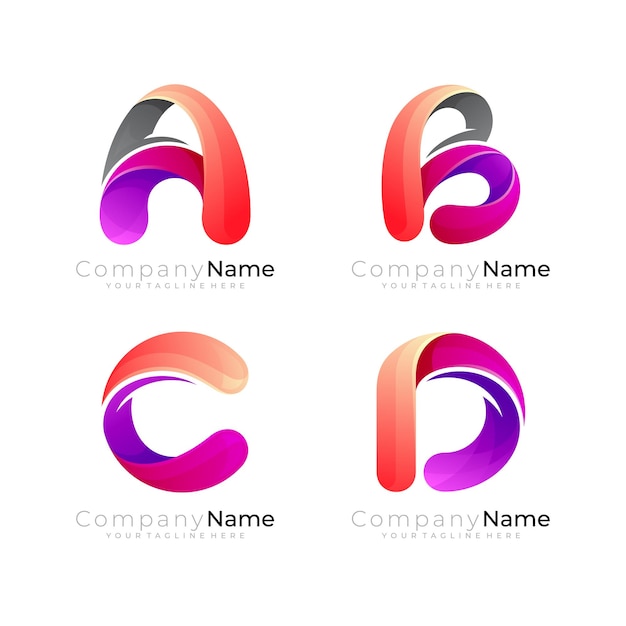 Letter logo with colorful design vector 3d colorful