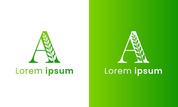 Letter a logo with a creative monogram leaf concept for the green eco company