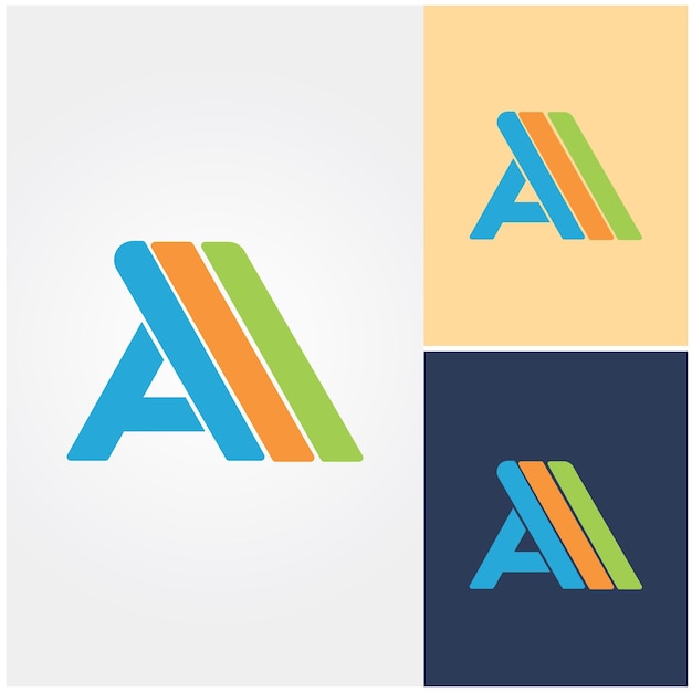 A letter a logo with different colors and a blue and orange.