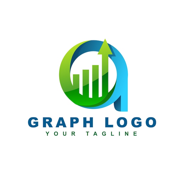 Letter a logo with finance and graph concept.