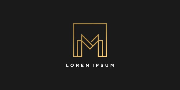 Letter logo with initial M golden technology company business concept Premium Vector