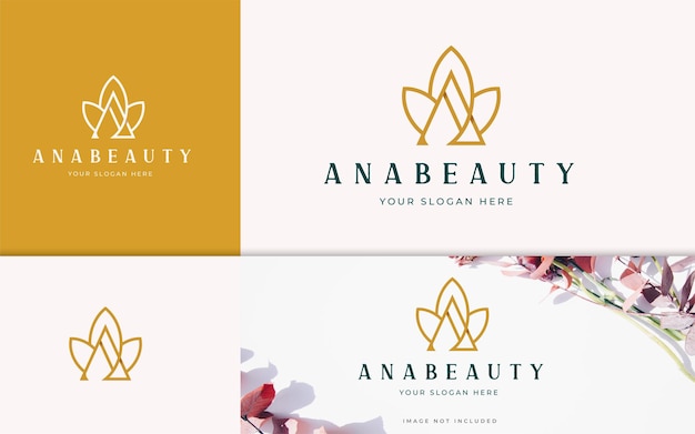 Letter A luxury logo with leaf icon design