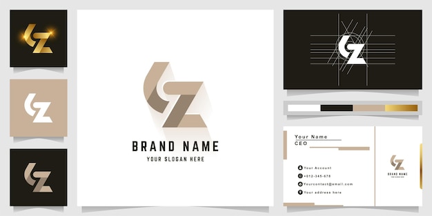 Letter LZ or YZ monogram logo with business card design