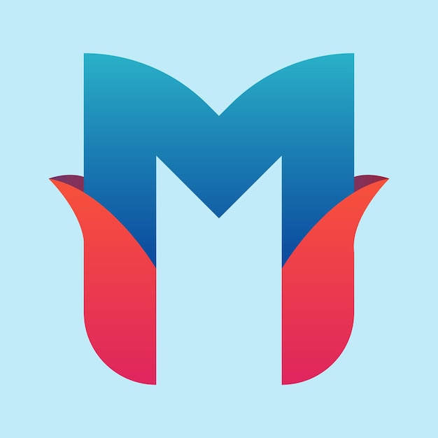 Vector letter m blue and red gradient logo for fruit shop