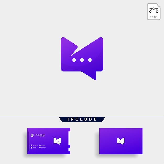 Letter M Chat Logo Template Vector Design Message Icon