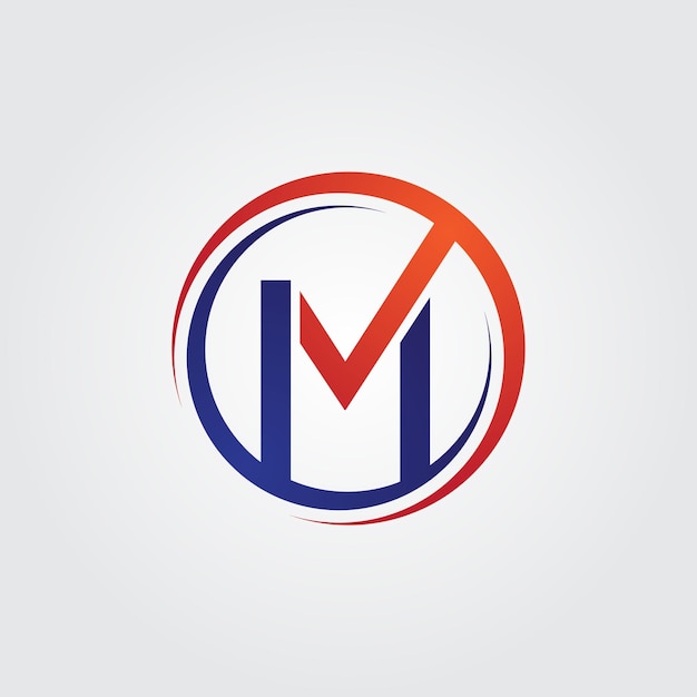 A letter m in a circle with a red and blue logo.