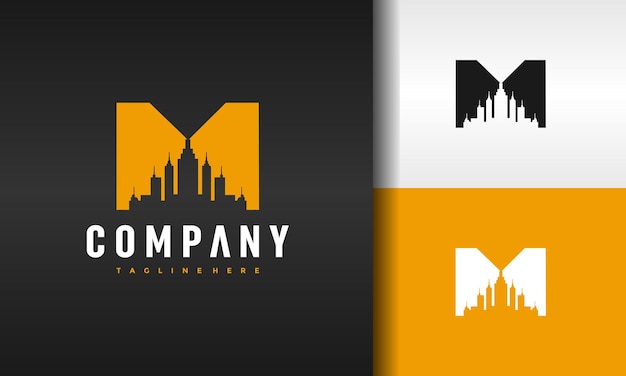 letter M city building logo