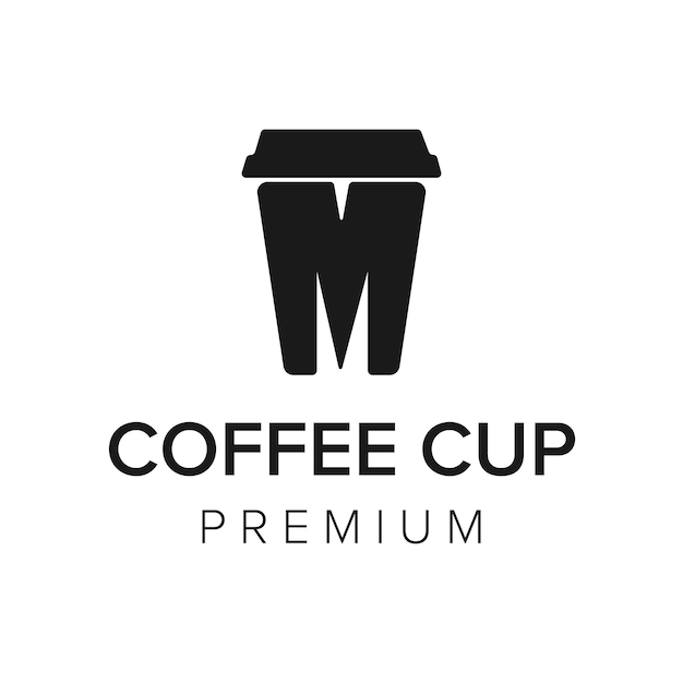 Letter M coffee cup logo icon vector template