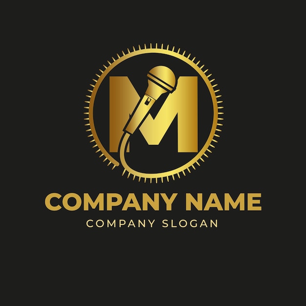 Letter M Gold Micro Logo Design Premium