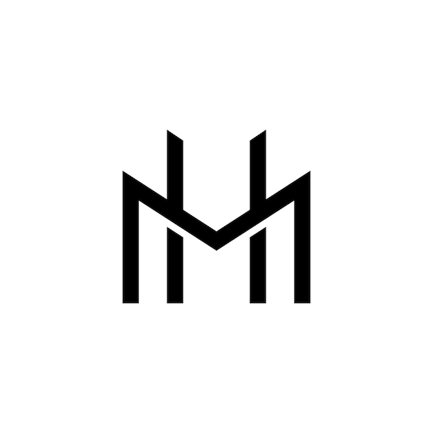 Letter M and H logo formed by geometric lines icon template