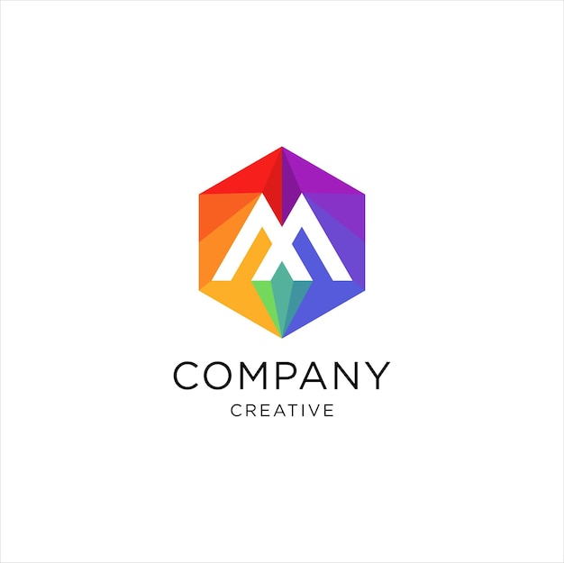 Letter M Hexagon Logo Abstract Hexagon Logo Letter M Colorful Design illustration