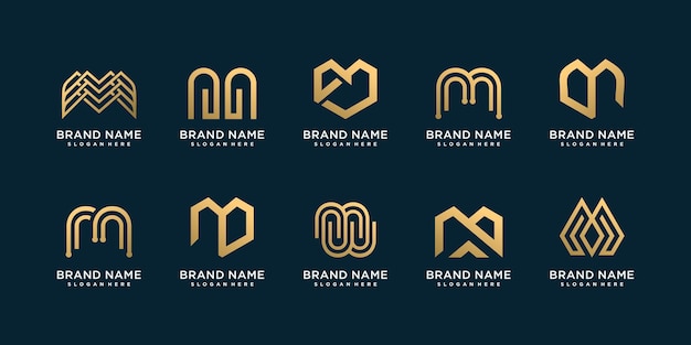 Letter M logo collection with creative luxury concept Premium Vector