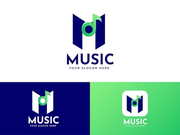 Letter M logo design with music element