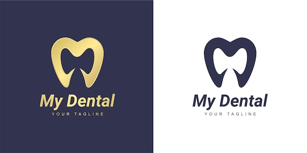 Letter m logo with a minimalist  tooth  and  dental  concept