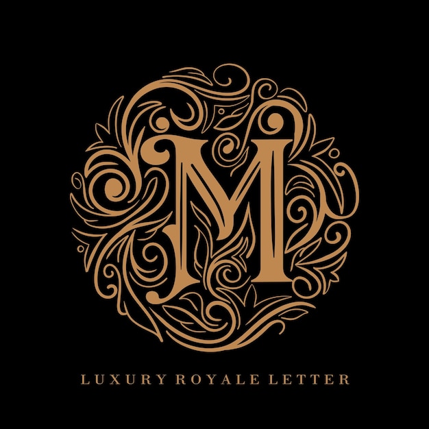 Letter M Luxury Royal Circle Ornament Logo