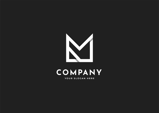 Letter M minimalist logo design template line concept