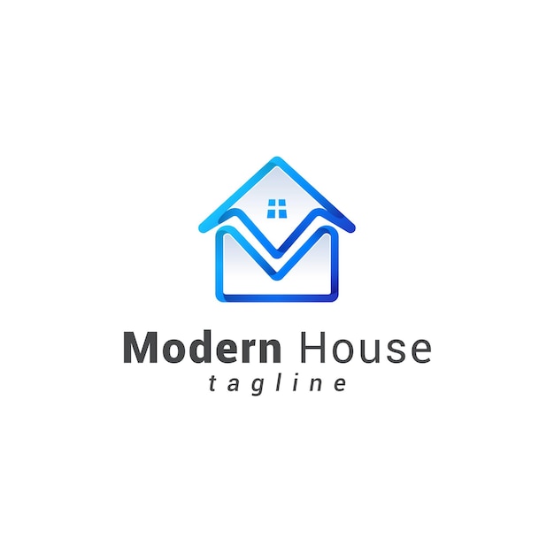 Letter M modern house logo