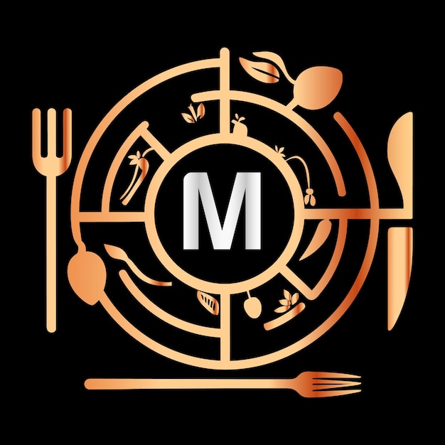 Letter M Monogram design food service vector logo design template