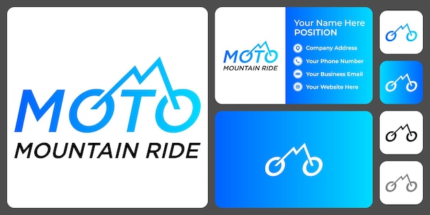 Letter M monogram mountain ride logo design with business card template.