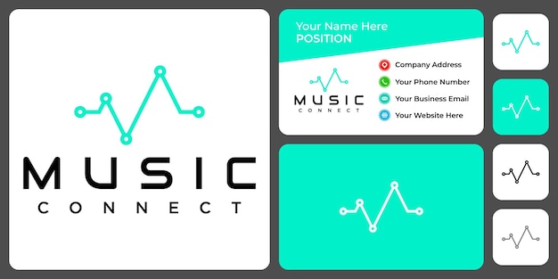 Letter M monogram music logo design with business card template.