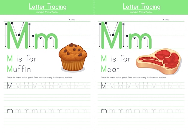 Letter M Tracing Food Alphabet