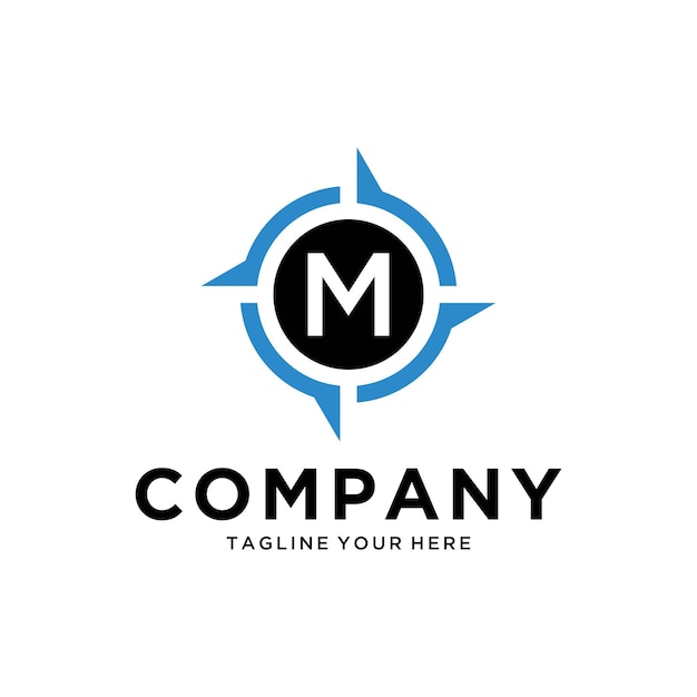 letter M with Creative Compass Concept Logo Design Template Compass logo sign symbol