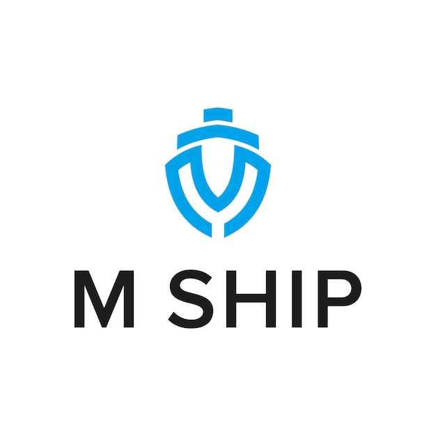 letter m with ship simple creative geometric sleek modern logo design