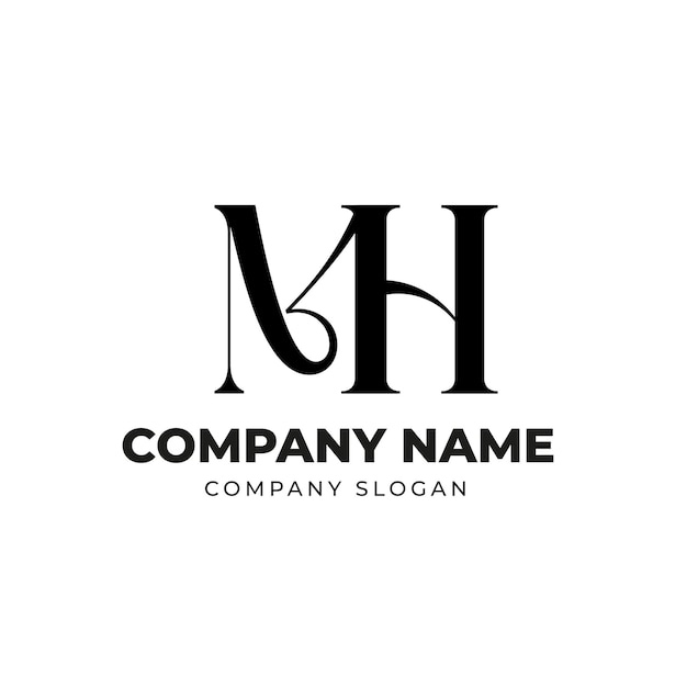 Vector letter mh monogram logo design stylish minimalist