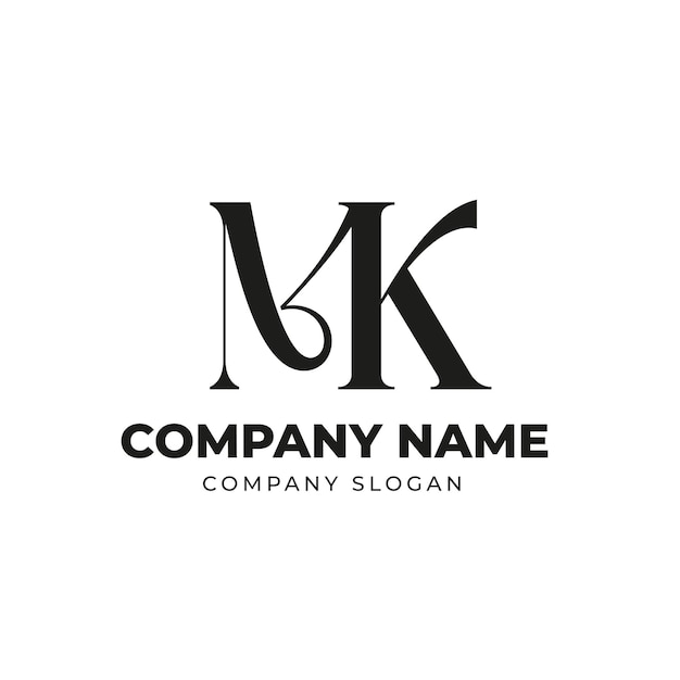 Letter MK Monogram Logo Design Stylish Minimalist