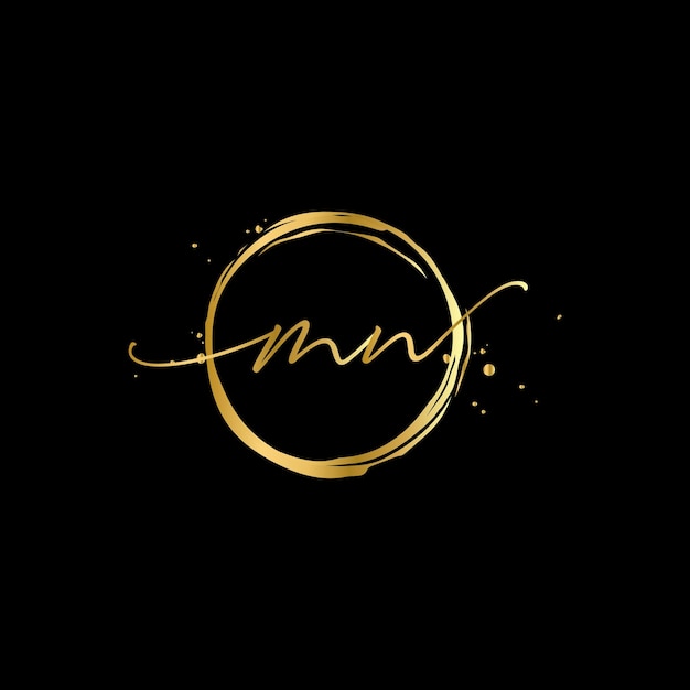 Letter mn Monogram design elements graceful template Gold Beauty Industry fashion logo