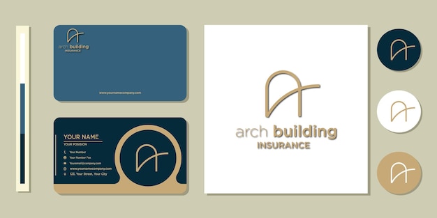 Letter A modern architecture logo icon and business card design template inspiration