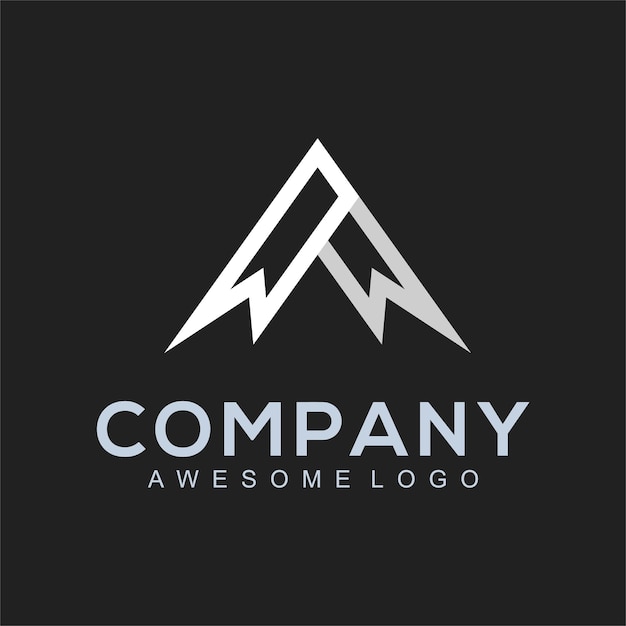 Letter A MOUNTAIN logo design template line concept