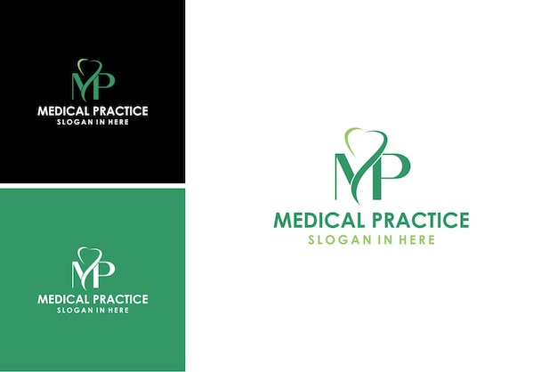 letter MP logo for medical practice icon design with