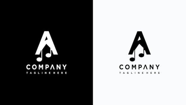 Letter a music logo design Premium Vector