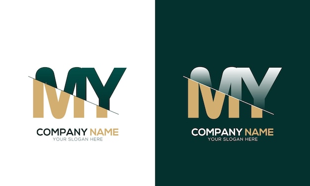 Vector letter my or ym cutting and linked logo with creative monogram logo design