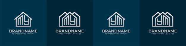 Letter MY and YM Home Logo Set Suitable for any business related to house real estate construction interior with MY or YM initials