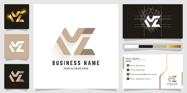 Letter MZ or NL monogram logo with business card design