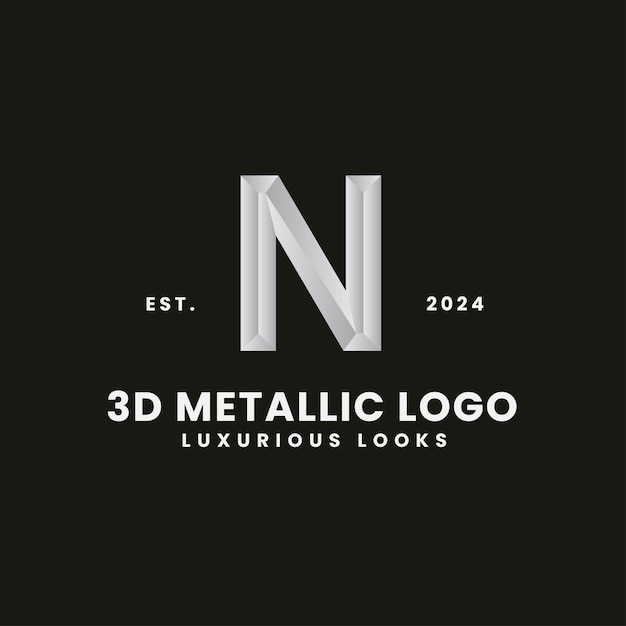 Letter N 3D Monochrome Concept Logo Royal And Classic Branding