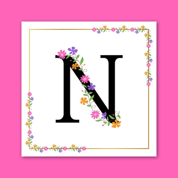 Letter N Floral Decorative Logo Design