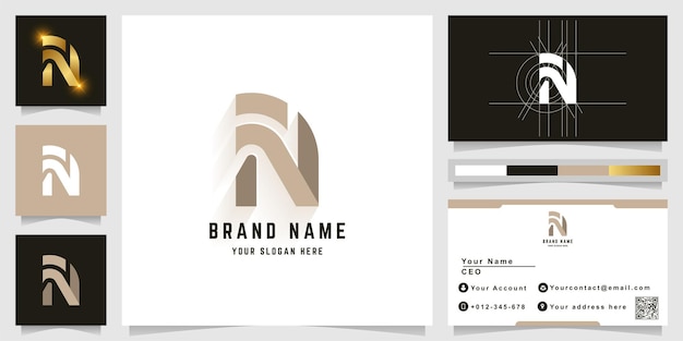 Letter N or FN monogram logo with business card design