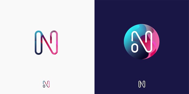 Letter N in futuristic, sophisticated and techy style.